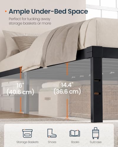 SONGMICS HOME King Metal Bed Frame, Under-Bed Storage, Load 1100 lb