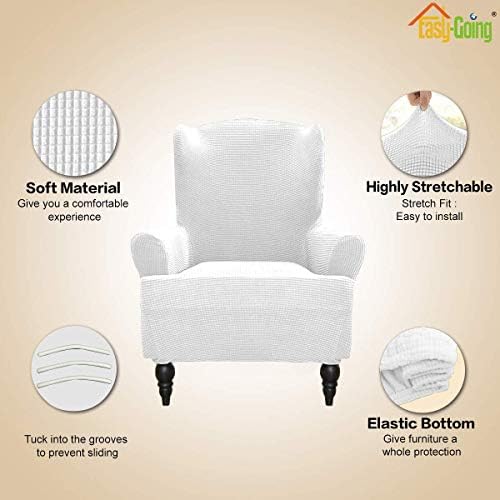 Easy-Going Stretch Wingback Chair Sofa Slipcover Snow White