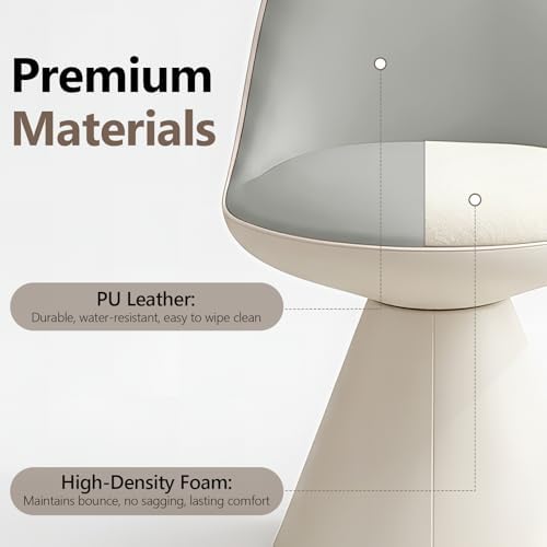 Modern Upholstered Vanity Stool Chair, Comfy PU Leather Ottoman Stool