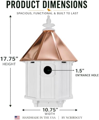 Handmade Copper Roof Bluebird House (H8C)