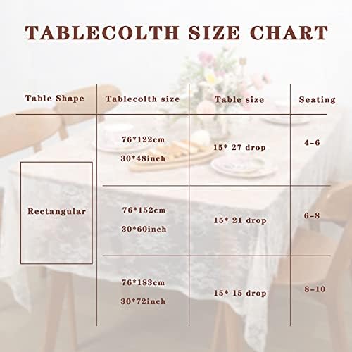 Pack of 6 Lace Tablecloth Ivory Table Fabric 60x120 Inch for Rustic Wedding