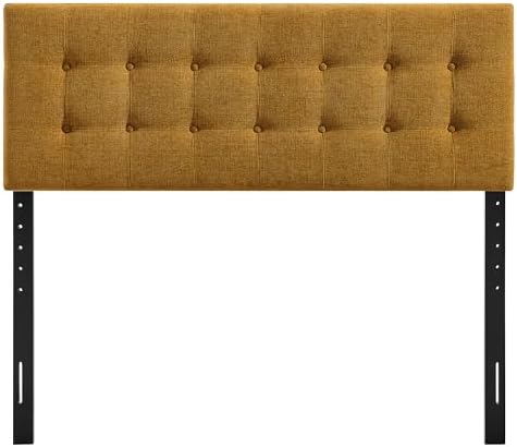 Modway Emily Full Size Performance Fabric Headboard in Copper - Linen-Like Upholstery with Button Tufting and 7 Adjustable Height Positions