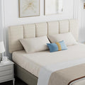 HAOBO Home Upholstered Queen Headboard Only, Linen Panel Grayish White