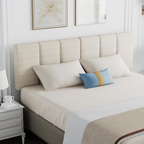 HAOBO Home Upholstered Queen Headboard Only, Linen Panel Grayish White