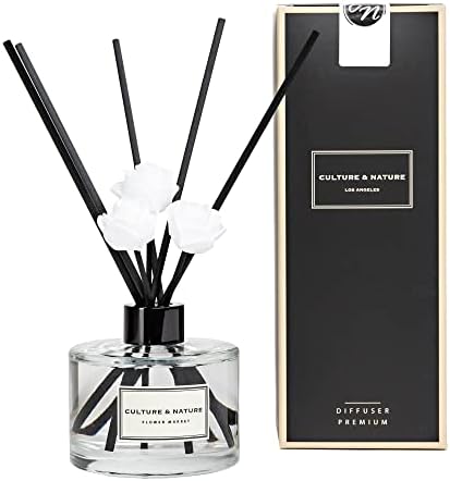 CULTURE & NATURE Reed Diffuser Set 6.7oz (200ml) Flower Market Scented Diffuser with Sticks Home Fragrance Reed Diffuser for Bathroom Shelf Decor