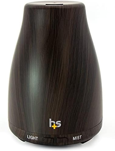 HealthSmart Essential Oil Diffuser, Cool Mist Humidifier and Aromatherapy Diffuser with 150ML Tank Ideal for Small Rooms, Adjustable Timer and Mist Mode, Wood Grain Brown