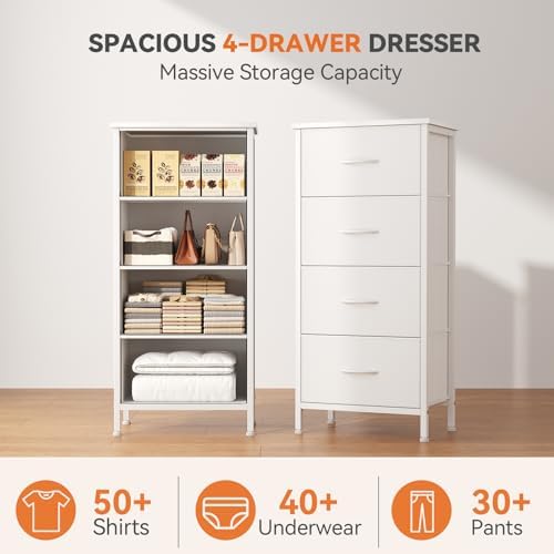Sweetcrispy Dresser for Bedroom, 4 Drawer Storage Cabinet, Tall Nightstand