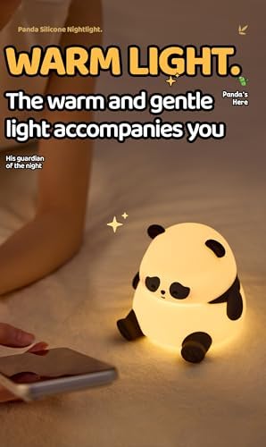 Cute Panda Lamp, Squishy Sleepy Panda Night Light Novelty Animal Lamp, 3 Level Dimmable Nursery Nightlight with Timer, Silicone Touch Night Light Fun Gifts for Kids Boys Girls