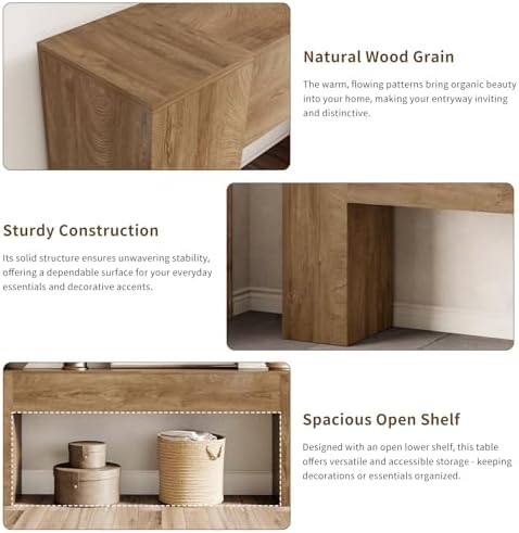 Epecoya Extra Long Console Tables for Entryway 86-Inch, Natural Oak Brown