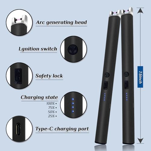 2 PCS Candle Lighter,Windproof Flameless Rechargeable Electric Lighter