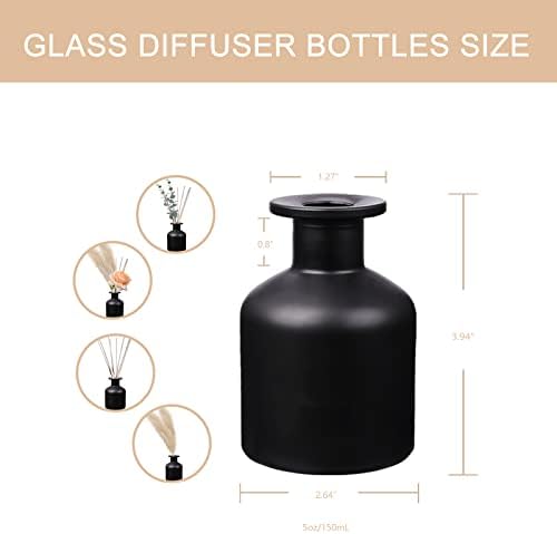 HOSSIAN 150ml/5.07oz 3PCS Reed Diffuser Bottles,Fragrance Diffuser Empty Bottle with 28pcs Reed Sticks for Home Fragrance Accessories and Women Gift Room,Home,Bathroom Decor (Black)