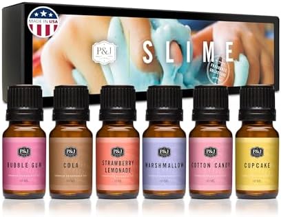 P&J Trading Fragrance Oil Slime Set | Bubble Gum, Cotton Candy, Cupcake, Strawberry Lemonade, Cola, Marshmallow Candle Scents for Candle Making, Freshie Scents, Soap Making, Diffuser Oil Scents