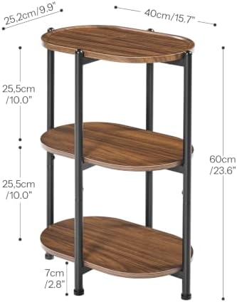 HOOBRO 3-Tier Oval Side Table, Narrow End Table for Small Spaces