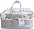Baby Diaper Caddy Organizer, Baby Shower Basket for Newborn Boys or Girls, Nursery Must Haves for New Mom, Registry Favorites, Large Storage Tote for Changing Table or Car, Gray