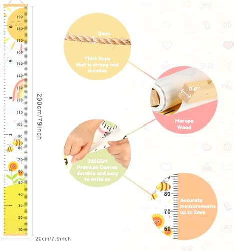 Growth Height Chart for Kids, Removable 79"x7.9" (Sunshine)