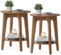 VASAGLE Round Side Table with Lower Shelf, End Table for Small Spaces