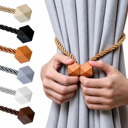 NazTur Magnetic Curtain Tiebacks, Curtain Ties, No-Drill Holdbacks (2 Pack)