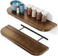 BATODA Set of 2 24” Wood Floating Shelves for Wall, Round Edge,Walnut Color