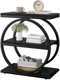 IBUYKE Narrow End Table with 3 Storage Shelves, Black UTMJ418B