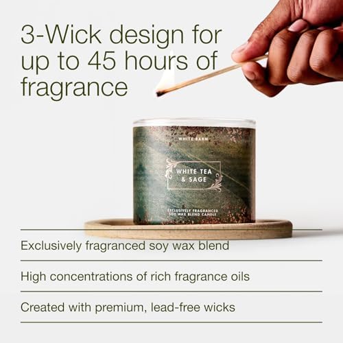 Bath & Body Works 3-Wick Candle, White Tea & Sage, Soy Wax Blend