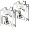 Narrow Side Table Set of 2, 3-Tier End Table, Small Nightstand