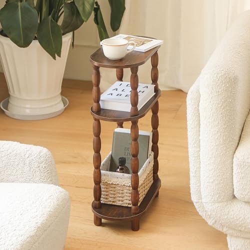 MaxSmeo Small Narrow Side Table, 3-Tier Narrow Nightstand for Small Space