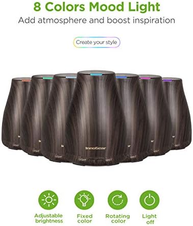 InnoGear 100ml Essential Oil Diffuser for Home with 6 Oils Gift Set, Brown