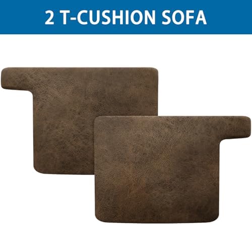 T Cushion Sofa Slipcovers Leather-Look 2PC Stretch Sofa Cushion Covers for 2 Cushion Couch Individually Couch Seat Cover with Elastic Bands, Pet-Friendly, Non-Slip, Easy Fit - Light Brown