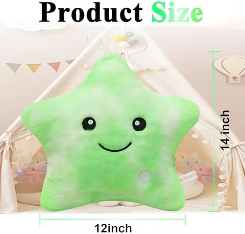 Creative LED Night Light Up Glowing Star Pillow for Kid Pillows Decor Boys Girl's Stuffed Animals Childrens Christmas Holiday Birthday Gifts,Twinkle Star Soft Plush Toys Cushion Throw Pillows