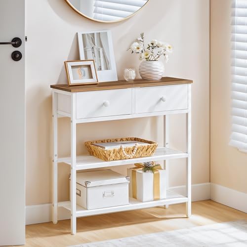 HOOBRO 29.5" Narrow Console Table with 2 Fabric Drawers, Small Sofa Table