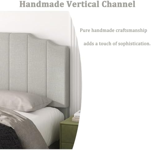 Befurtori Queen Size Headboard Only, Linen Wall Mount Headboard Light Gray
