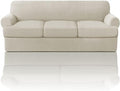 PrinceDeco T Cushion Sofa Slipcover 4 Pieces Sofa Covers for T Cushion Couch Soft Sofa Slip Covers Furniture Protector with 3 Individual T Shape Seat Covers (70"-88"), Island Fossi