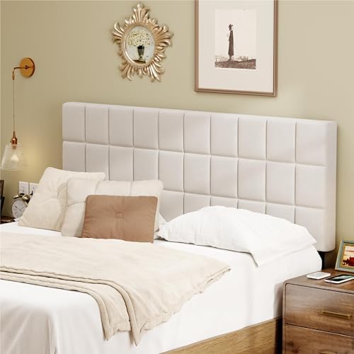 Andeworld Velvet Tufted King Headboard, Adjustable Height, Beige