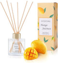 100ml Scent Diffuser with 6 Fiber Sticks, 3.5 oz Reed Diffuser Set Aromatherapy Fragrance Diffusers Air Fresheners for Home Bedroom Bathroom (Mango)