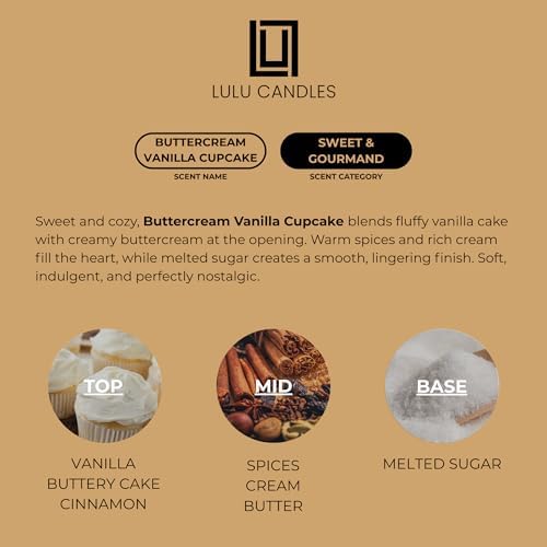 Lulu Candles | Buttercream Vanilla Cupcake | Luxury Scented Soy Jar Candle | Hand Poured in The USA | Highly Scented & Long Lasting (9 Oz.)