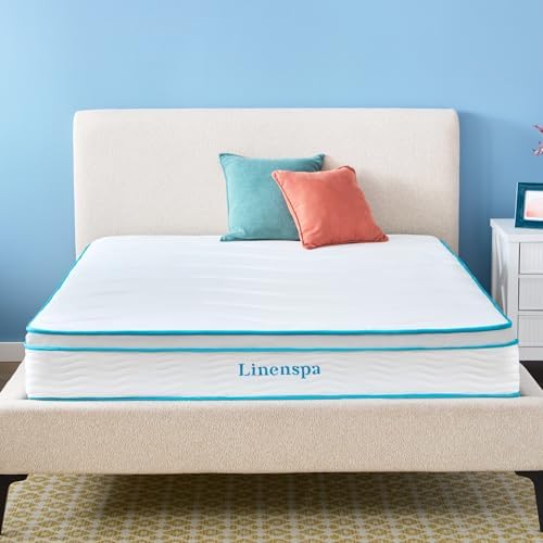 Linenspa 10 Inch Hybrid Mattress, Medium, Bed in a Box, King Size