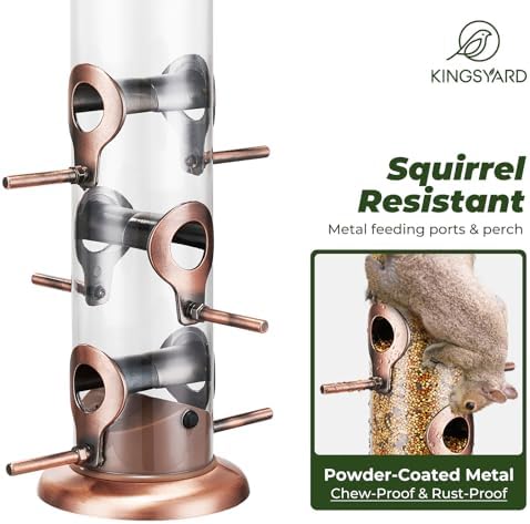 Kingsyard 15" Metal Tube Bird Feeders for Outdoors Hanging