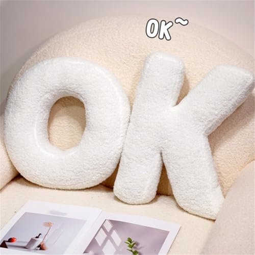 Letter Plush Pillow, Letter Hugging Throw Pillows, Decorative Initial Letter Shaped Throw Pillows for Bed Couch, Letter Pillows English Alphabet A to Z for Sofa Bedroom Living Room Decor (W)