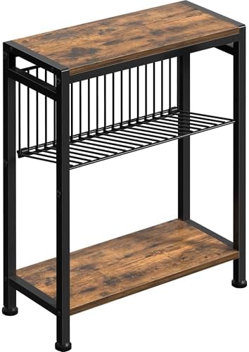 Narrow Side Table, 3-Tier End Table, Small Nightstand