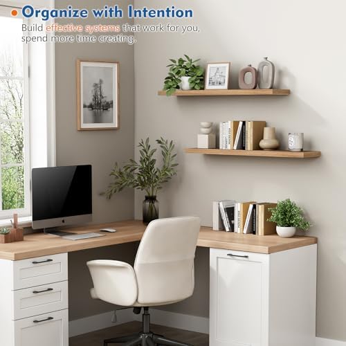 Elm Floating Shelves for Wall 36 Inch x 8 Deep, Long Wall Shelf for Bedroom