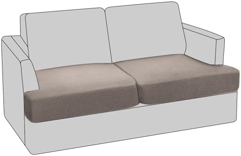 PrinceDeco Stretch T Cushion Loveseat Slipcover,Washable,Pet-Friendly,Taupe