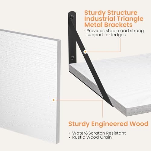 Heimlove 28W x 12D Deep Floating Shelves Set of 2 White