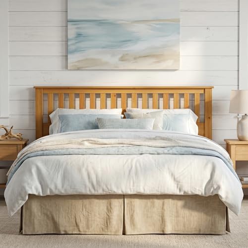ComfIQ Serene Wood Panel Headboard with Mission Slats, King, Pine