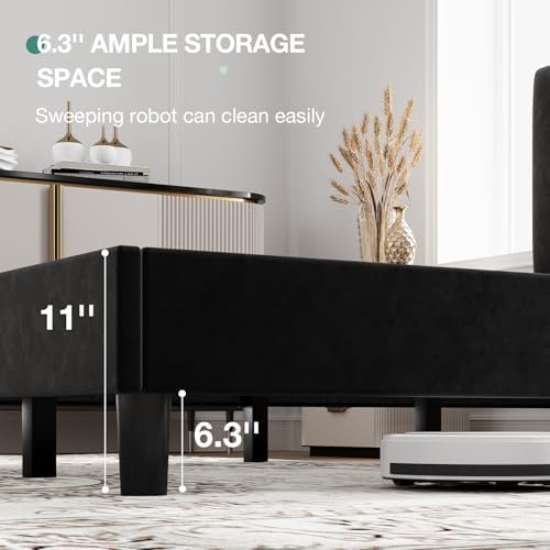 Novilla King Bed Frame and Headboard, King Bed Frame, Velvet Upholstered Bed Frames, No Box Spring Needed, Heavy Duty Feet, Easy Assembly, Black Velvet