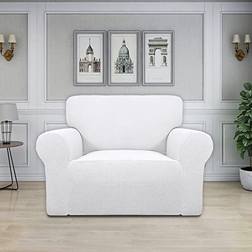 Easy-Going Stretch Oversized Chair Slipcover with Arm Washable Snow White