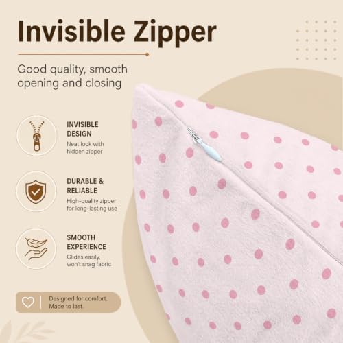 Cute Pink Polka Dot Room Decor Pillow Cover 18x18