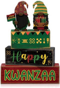 Yuntau 4 Pcs Happy Kwanzaa Books Table Decor Black Gnome Stacked Signs