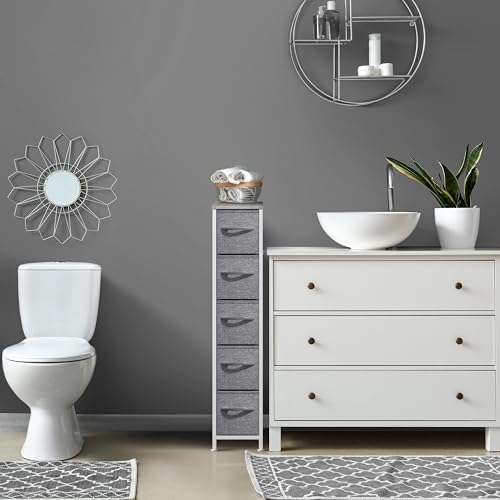 Sorbus 5-Drawer Narrow Dresser for Bedroom (Gray)