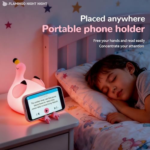 Flamingo Night Light, Kids Rechargeable LED Night Lamp with Timer