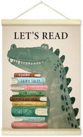 Cute Crocodile Animal Reading Poster Hanger Frame, Let's Read Poster Frames Artwork Canvas Wall Art Prints, Educational Wall Decor Art Prints Hanging For Kids Room Nursery Classroom 12x16 Inch - 09
